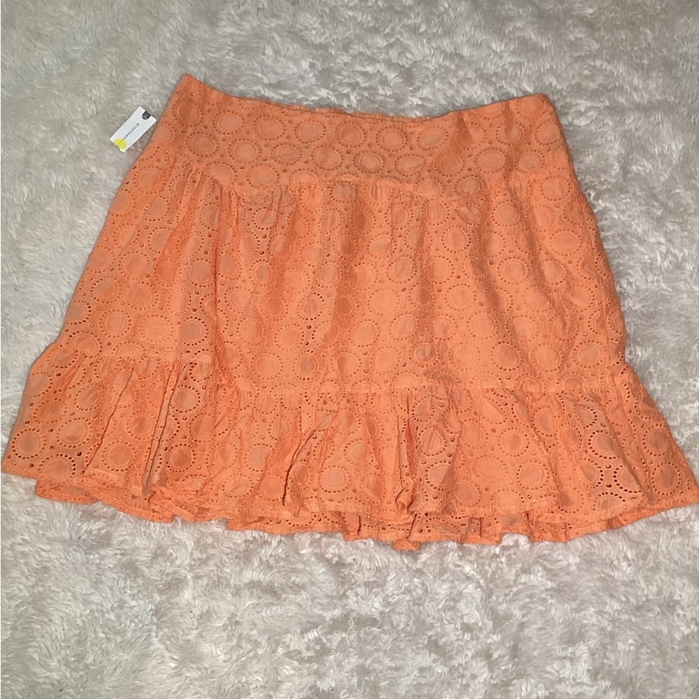 Anthropologie Maeve orange Tiered Mini Skirt size XL